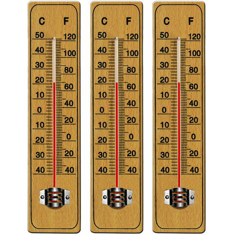 DEUBA® 3x Garten Thermometer mit Celsius Fahrenheit Skala Haushalt Analog  Außenthermometer Aufhängung Wetterstation Holz
