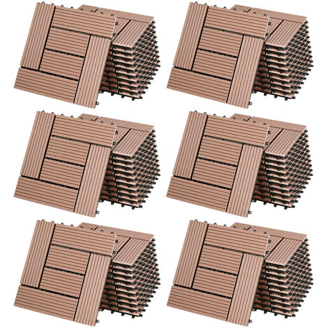 WPC Fliesen 1m²-6m² Terrassenfliesen Set Holzfliesen 30x30cm Balkon Pool Garten  66x Mosaik terrakotta