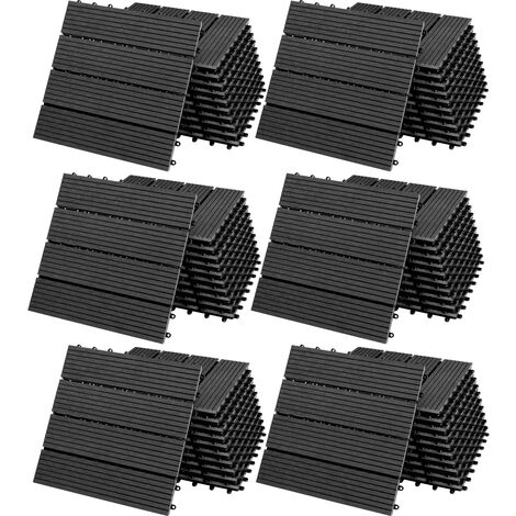 WPC Fliesen 1m²-6m² Terrassenfliesen Set Holzfliesen 30x30cm Balkon Pool Garten 66x Klassik anthrazit