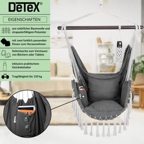 DETEX® Hängesessel mit Getränkehalter Outdoor Indoor 150kg 2