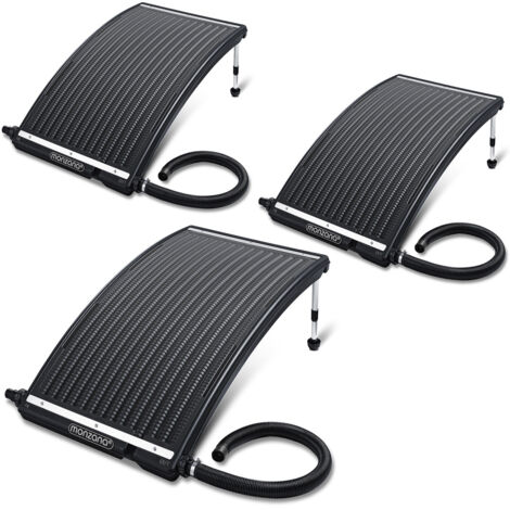 Monzana® Sonnenkollektor 112x55x14cm 10000 L/h Höhenverstellbar 32/38mm Anschluss HDPE UV-Beständig Erweiterbar Poolheizung Solar Heizung Warmwasser Schwimmbecken  3x 110x69x14 cm