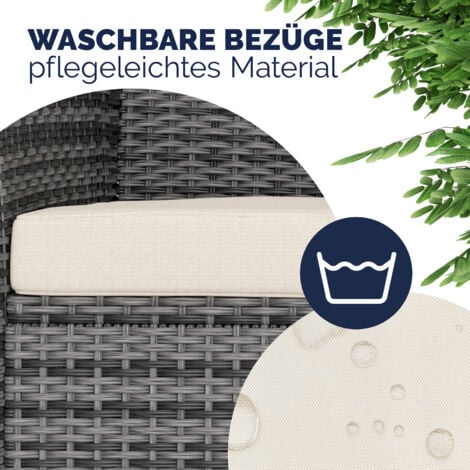 CASARIA® Gartenbank Sitzbank inkl. Auflagen Wetterfest Polyrattan 320kg
