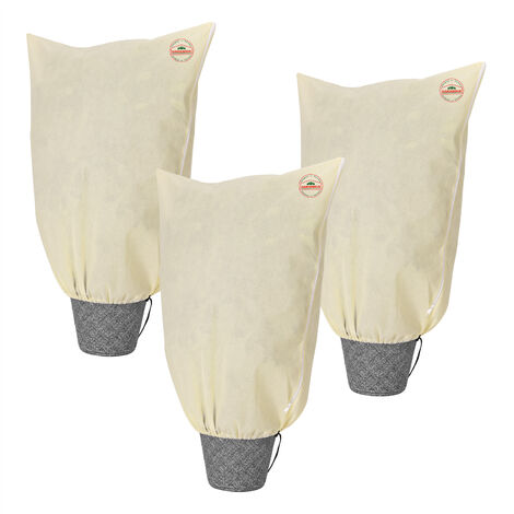 GARDEBRUK® Kübelpflanzensack Reißverschluss Garten Frostschutzhaube Winterschutzhaube Pflanzenschutzhaube Frostschutzvlies Beige 1x0,8m 3er Set (1/5)