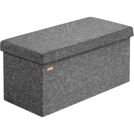 CASARIA® Sitzbank mit Stauraum Faltbar Gepolstert Deckel Schlafzimmer Wohnzimmer Flur Sitztruhe Truhenbank Polsterbank L - Dunkelgrau