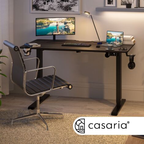 CASARIA® Höhenverstellbarer Schreibtisch mit Tischplatte Elektrisch LCD- Display 73-118cm Stahlgestell Büro Gaming Computertisch  110cm Braun