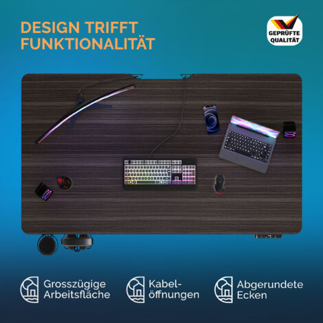 CASARIA® Höhenverstellbarer Schreibtisch mit Tischplatte Elektrisch LCD- Display 73-118cm Stahlgestell Büro Gaming Computertisch  110cm Braun