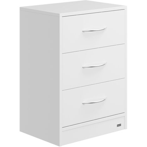 CASARIA® Nachttisch Eloise 3 Schubladen Kabelführung Wandbefestigung Boxspringbett Schlafzimmer Nachtschrank Nachtkonsole Nachtkommode Holz 54x39x28cm weiß