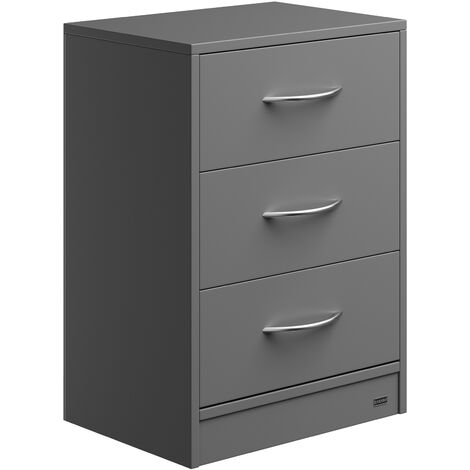 CASARIA® Nachttisch Eloise 3 Schubladen Kabelführung Wandbefestigung Boxspringbett Schlafzimmer Nachtschrank Nachtkonsole Nachtkommode Holz 54x39x28cm anthrazit