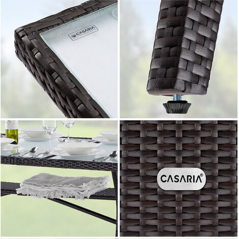 Gartentisch Alu 190x90cm Mit Sicherheitsglas - Höhenverstellbar Für Terrasse & Garten