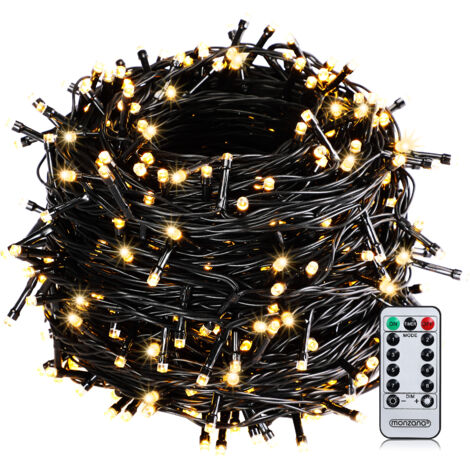 MONZANA® Lichterkette Außen 200x 400x 600x LED mit Fernbedienung Timer 8 Leuchtmodi Dimmbar IP44 Innen Warmweiß Kaltweiß Bunt 60m warmweiß - schwarzes Kabel