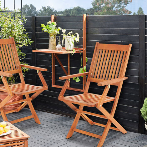 CASARIA® Balkonmöbel Set 2 Personen Holz FSC®-zertifiziert Wetterfest 3-Tlg Klappbar 160kg Belastbarkeit Akazie Balkon Garten Möbel Terrassenmöbel (1/5)