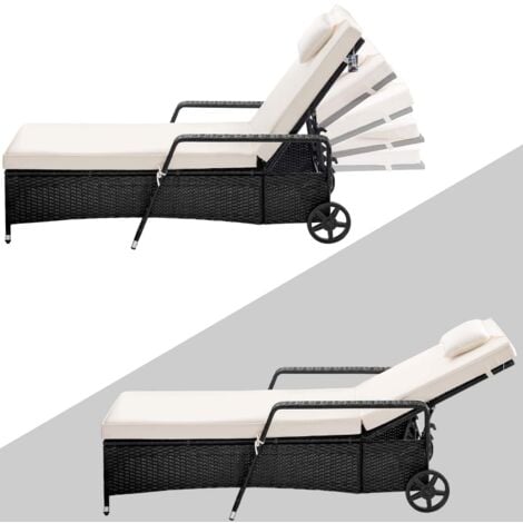 CASARIA® Sonnenliege mit Rollen 7cm Auflage Extra Breit 90cm