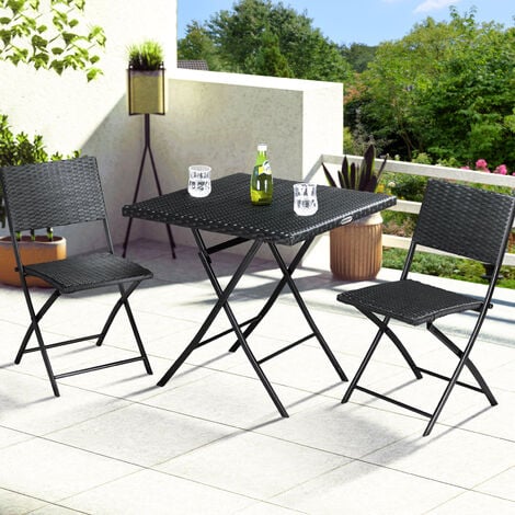 CASARIA® Polyrattan Balkonmöbel 3 tlg. Klappbar Platzsparend 2 Personen