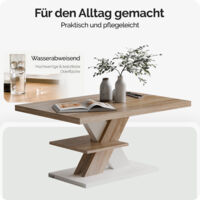 CASARIA® Moderne Salontafel Hout Detroit 90x60x45cm 50kg Belastbaarheid Extra Legblad Bijzettafel Koffietafel Zwart