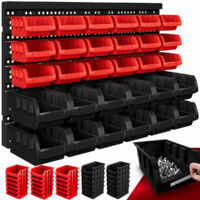 MONZANA® Wandregal Stapelboxen 32-tlg Box Starke Wandplatten Erweiterbar Werkstattregal Werkzeuglochwand