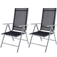 CASARIA® Gartenstühle Set Hochlehner Klappbar 8-Fach Verstellbar Camping Stuhl Aluminium Wetterfest Klappstuhl 120kg Belastbarkeit Garten Balkon 2er Set Silber