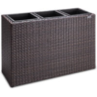 CASARIA® Blumenkasten 3 Innentöpfe Polyrattangeflecht Herausnehmbar Blumentopf Übertopf Pflanzkübel Pflanzkasten braun