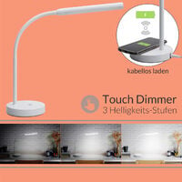 LED Nacht Tisch Leuchte dimmbar Tages-Licht ALU Touch Lampe Wireless Charger