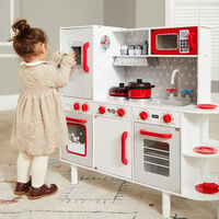 Spielküche Kinderküche Kinder Küche Spielzeug mit Zubehör Rot mit Licht Sound 