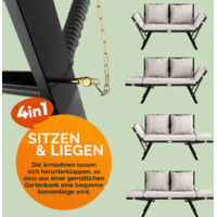 CASARIA® Polyrattan Tuinset 1 Tuintafel 90x90cm Glas 4 Stapelbare Tuinstoelen Kussens Tuin Terras Tuinmeubelen Grijs