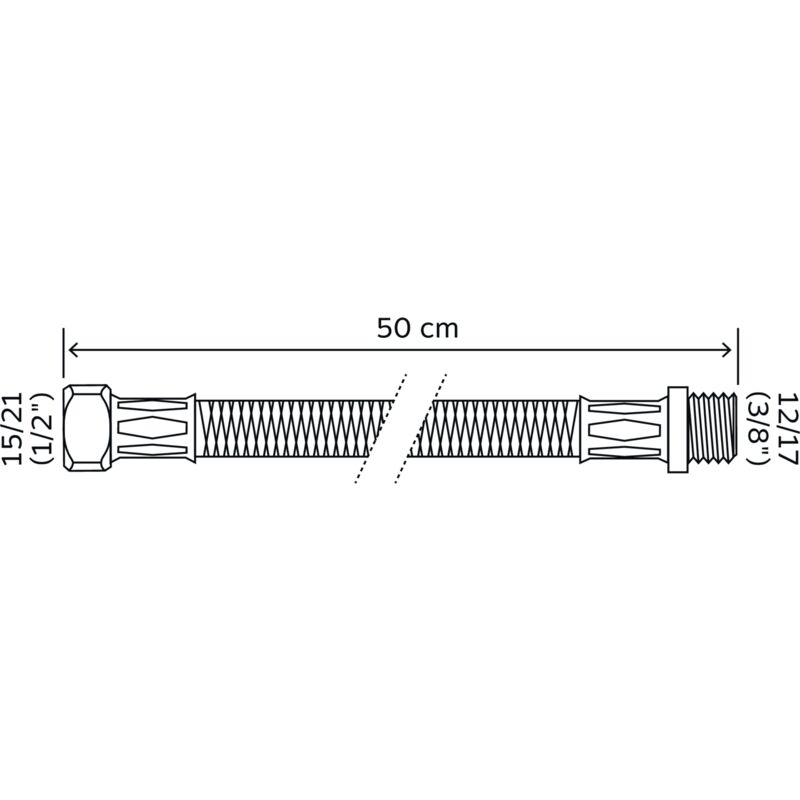 Tuyau flexible DN8 / M10 renforcé pour eau potable Connecteur fileté mâle  court de 9,53 mm / connecteur à écrou 30 cm