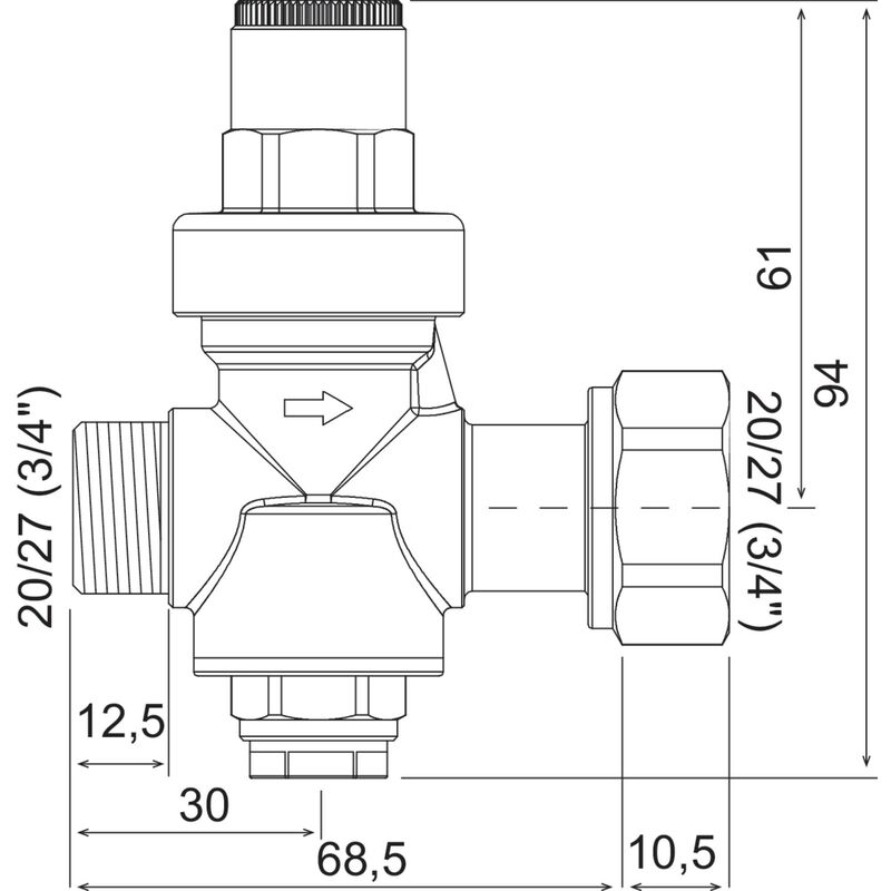 Réducteur de pression à piston Mâle-Ecrou tournant 20/27 - PN10