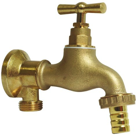 Robinet arrosage orientable 15/21-20/27 laiton brut + Applique murale sans écrou (1/2)