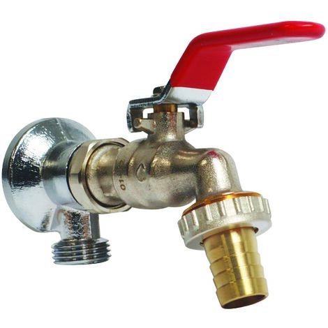 Robinet arrosage orientable 15/21-20/27 laiton chromé + Applique murale sans écrou