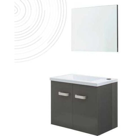 Lave-mains EPICE - avec miroir - 50cm - Gris - Laqué - Livré en kit