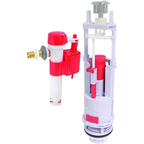 Mécanisme complet à double poussoir à étrier NF avec robinet réversible (1/2)