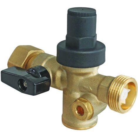 Somatherm For You – Réducteur de pression 3-en-1 avec clapet anti-retour NF – Vanne à écrou tournant mâle 20/27 – Pression max 16 bars – Circuit eau sanitaire