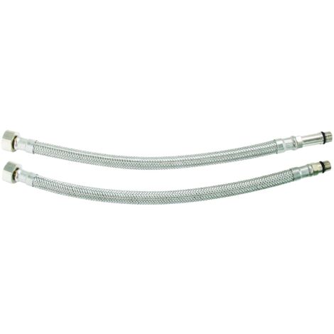 Lot 2 flexibles sanitaires 300 mm DN8 F 3/8"- M 10/100 dont 1 avec prolongateur (1/3)