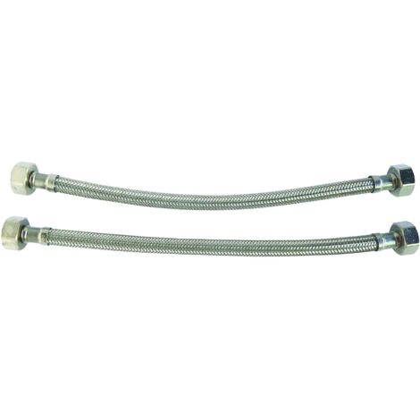 Lot de 2 flexibles sanitaires - Raccord 2 écrous tournants 1/2" - L = 500mm DN8