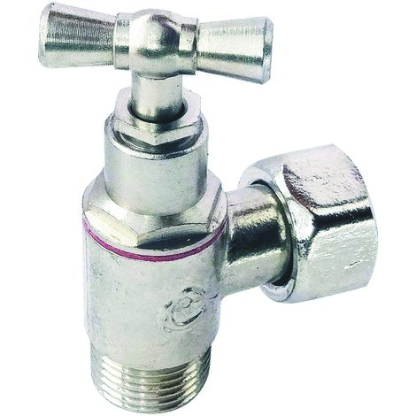 Robinet d'arrêt équerre à presse étoupe pour WC - 3/8" - Tête à clapet - nickelé