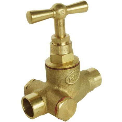 Robinet d'arrêt à potence à purge à souder - Pour tube cuivre 12mm - Laiton brut