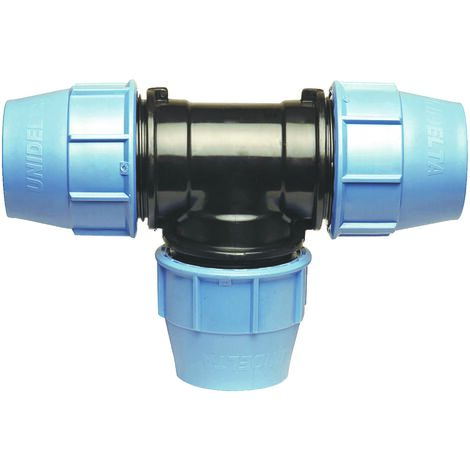 Té égal Plastique pour tube PE D50 - Serrage extérieur