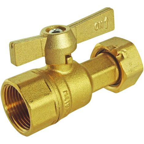 Robinet d'arrêt pour compteur Femelle 3/4" Ecrou tournant 3/4" Manette papillon