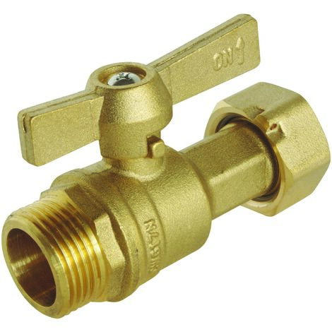 Robinet d'arrêt pour compteur Mâle 3/4" Ecrou tournant 3/4" Manette papillon