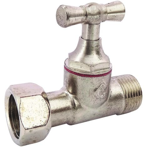 Robinet de WC droit nickelé brut M12/17 - Ecrou Prisonnier 12/17 (1/2)