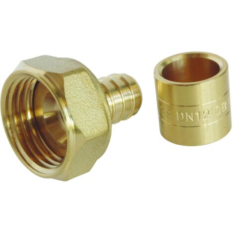 Raccord droit à glissement pour tube PER Ø12 - Ecrou-tournant F12/17 - lot de 10 (1/4)