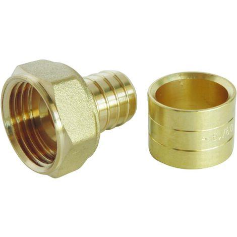 Raccord droit à glissement pour tube PER Ø16 - Ecrou-tournant F15/21 - lot de 10 (1/4)