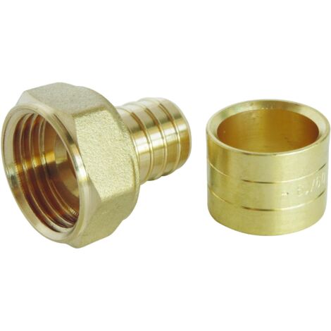 Raccord droit à glissement pour tube PER Ø16 - Ecrou-tournant F20/27 - lot de 10