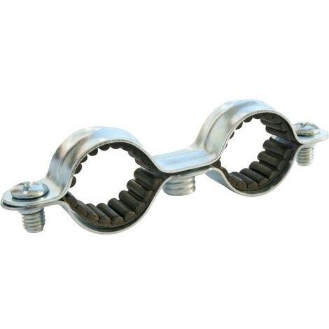 Collier de fixation double isophonique pour plomberie Ø16 (x5) - Acier nickelé (1/2)