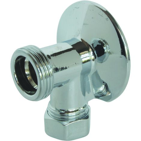 Blanc Habitat – Coude appliqué laiton chromé mâle – Filetage mâle 15/21 – Rosace Ø55mm – Pour tube cuivre Ø14mm – Raccord mural robinetterie (1/5)