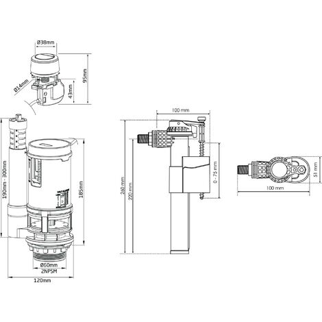 Robinet flotteur pour WC à alimentation latérale - Raccord laiton M12/17  (3/8)