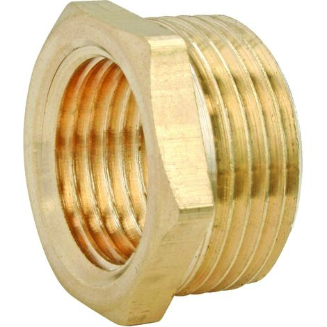 Bague réduction laiton brut 6 pans Mâle 12/17 Femelle 8/13 - Sachet de 2 pièces (1/2)