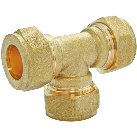Té laiton égal bague laiton à compression - Tube cuivre Ø18 (1/2)