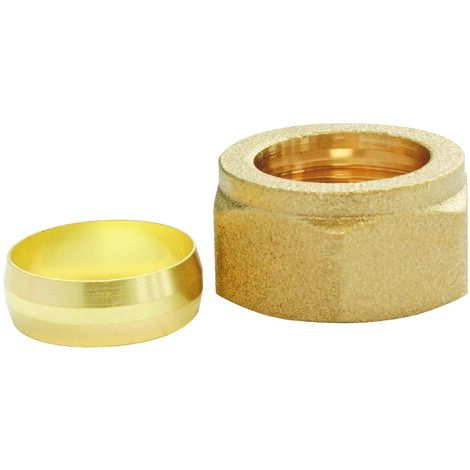 Bagues laiton pour tube cuivre Ø10 + Ecrous laiton 12/17 - Sachet 2 pièces (1/2)