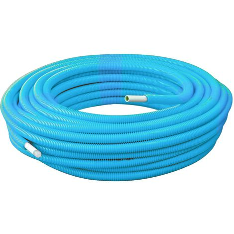 Tube multicouche gainé bleu Ø16 en couronne de 25 mètres