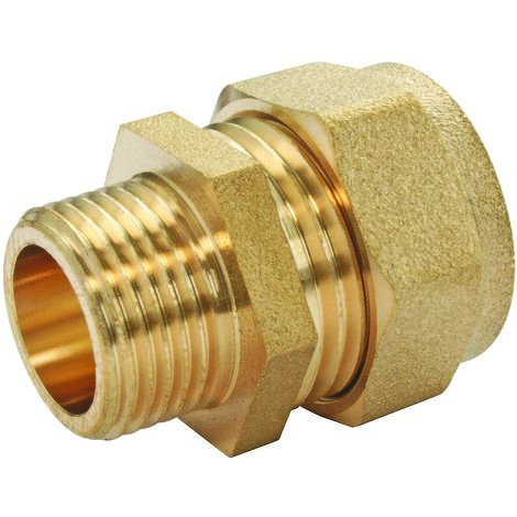 Raccord laiton bague laiton à compression - Tube cuivre Ø14 - Mâle 20/27 (1/3)